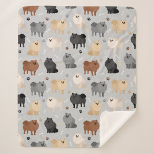 Pommeren Paw-prints en Dog Botten Sherpa Blanket Sherpa Deken