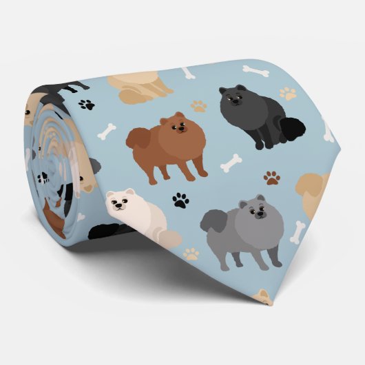 Pommeren Paw-prints en Dog-Botten Stropdas (Opgerold)