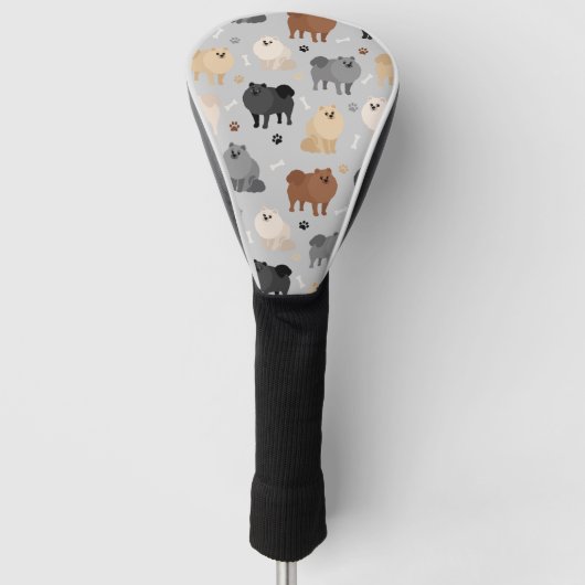 Pommeren Paw-prints en honden-Botten Golfheadcover (Voorkant)