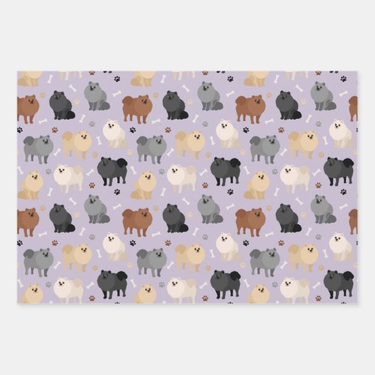 Pommeren Paw-prints en honden-Botten Inpakpapier Vel (Voorkant 2)