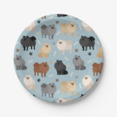 Pommeren Paw-prints en honden-Botten Papieren Bordje (Voorkant)