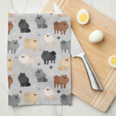 Pommeren Paw-prints en honden-Botten Theedoek (Quarter Fold)