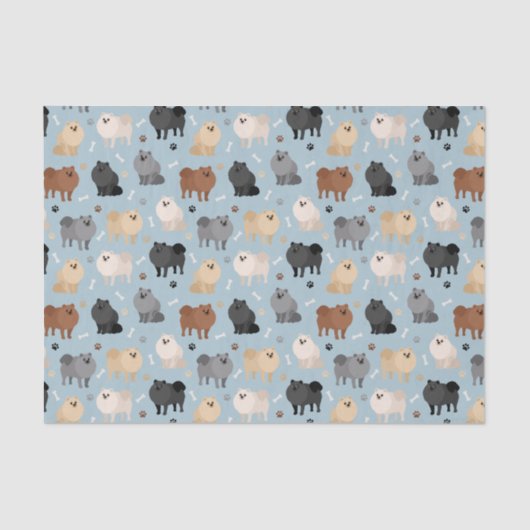 Pommeren Paw-prints en honden-Botten Tissuepapier (Voorkant)