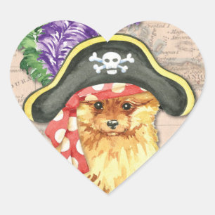 Pommeren Pirate Hart Sticker