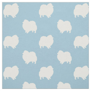 Pommeren Silhouettes Blue en White Patterned Stof