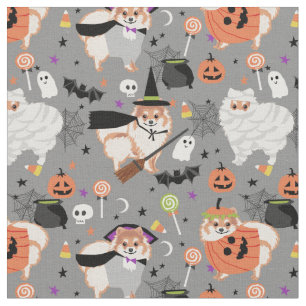 pommerese schattige halloween-honden grijs stof