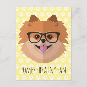 Pommerische hond bij nekglazen POMER-BRAINY-AN Briefkaart