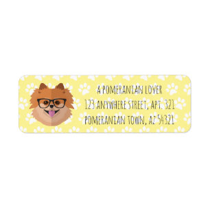 Pommerische hond bij nekglazen POMER-BRAINY-AN Etiket