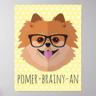 Pommerische hond bij nekglazen | POMER-BRAINY-AN Poster