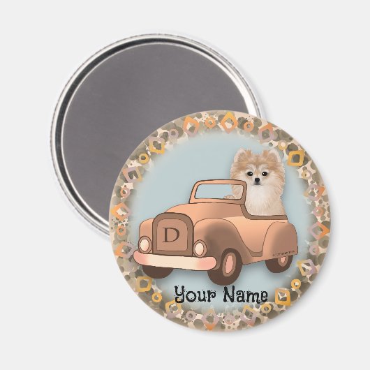 Pommerische tandwielauto magneet (Voorkant / Achterkant)