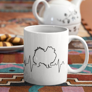 Pommerse Breed Pet Dog Heartbeat Line Art Love Koffiemok