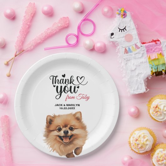 Pommerse bruiloft dank u papieren bordje (Feest)