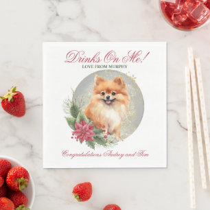Pommerse bruiloft servetten met honden Foto