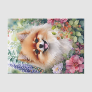 Pommerse Floral Waterverf Canine Art Tissuepapier