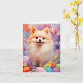 Pommerse Gelukkig Pasen Kaart (Gele Bloem)