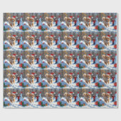 Pommerse hardlopen in de sneeuw met kerst Pet Cadeaupapier (Vlak)