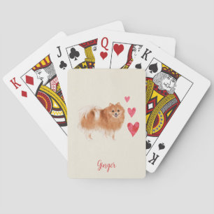 Pommerse hond gepersonaliseerde huisdier naam pokerkaarten