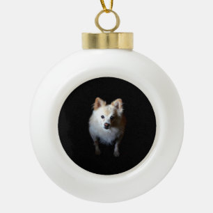 Pommerse Hond in Donker Keramisch Kerstornament Keramische Bal Ornament