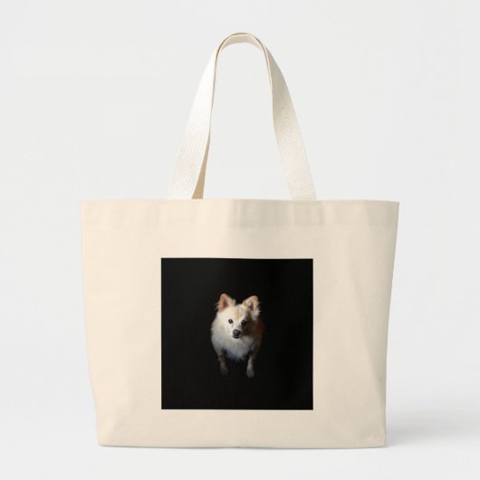 Pommerse hond in het donker grote tote bag (Voorkant)