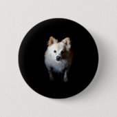 Pommerse hond in het donker ronde button 5,7 cm (Voorkant)