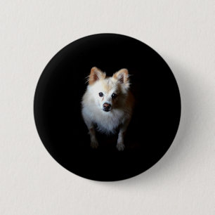 Pommerse hond in het donker ronde button 5,7 cm