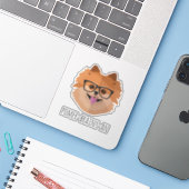 Pommerse Hond In Nerd Bril Custom Hipster Sticker (Laptop met iPhone)