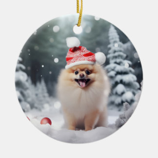 Pommerse hond kerst aandenken keramisch ornament
