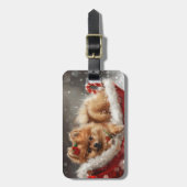 Pommerse Hond Kerstfeest Bagagelabel (Voorkant verticaal)