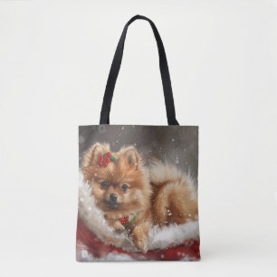 Pommerse Hond Kerstfeest Draagtas