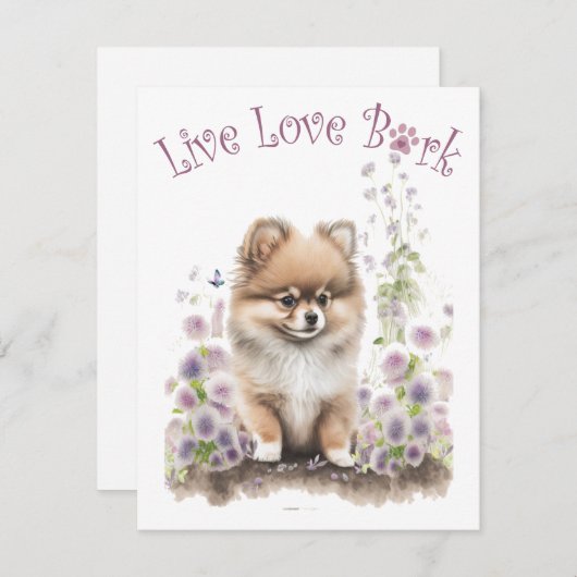 Pommerse Hond Mom Floral Notitiekaartje (Voorkant / Achterkant)