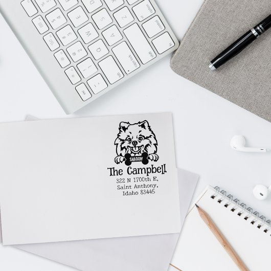 Pommerse hond, retouradres, rubberstempel