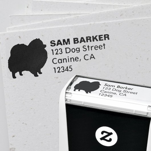 Pommerse hond silhouet retour adres zelfinktende stempel