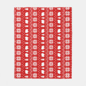 Pommerse Hond Silhouetten Kerstpatroon Rood Fleece Deken (Voorkant)