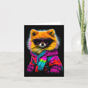 Pommerse Hond Winter Sport Ski Snowboard Kaart