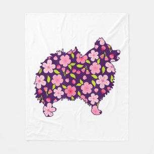 Pommerse Honden Bloemen Patroon Pomeranians Liefhe Fleece Deken
