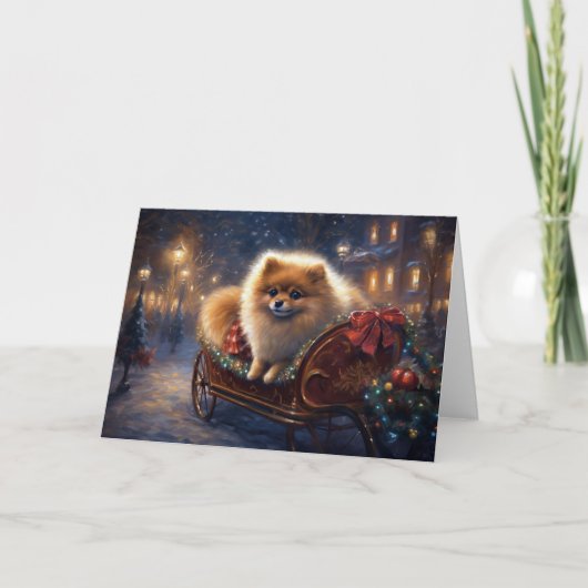 Pommerse Kerst Feestelijk Seizoen Geborsteld Kaart (Voorkant)