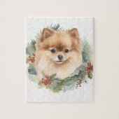 Pommerse Kerstkrans Feestelijke Pup Legpuzzel (Verticaal)