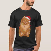 Pommerse kerstlights Xmas Hondenliefhebber T-shirt (Voorkant)