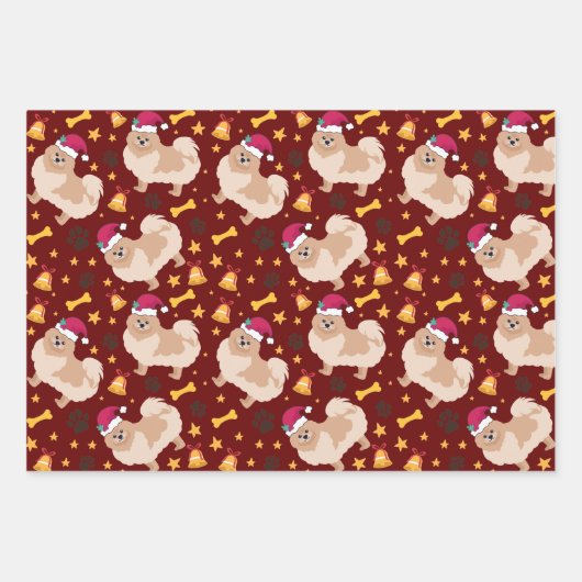 Pommerse kerstmis met kersthoed inpakpapier vel (Voorkant 2)