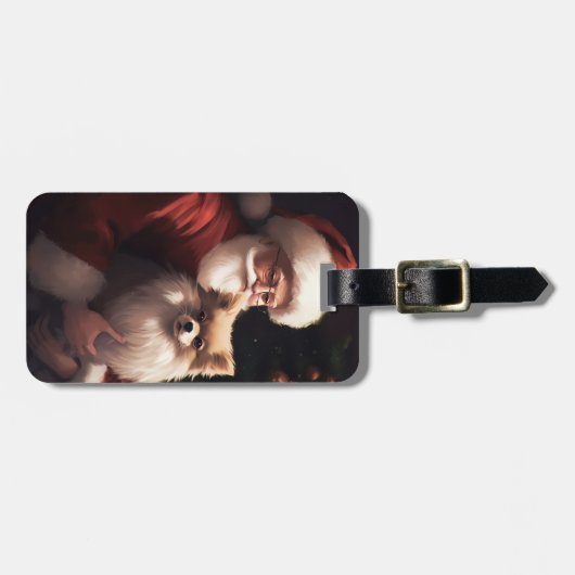 Pommerse met Sinterklaas Feestelijke Kerstmis Bagagelabel (Voorkant horizontaal)