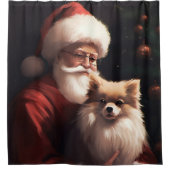 Pommerse met Sinterklaas Feestelijke Kerstmis Douchegordijn (Voorkant)