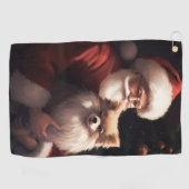 Pommerse met Sinterklaas Feestelijke Kerstmis Golfhanddoek (Horizontaal)