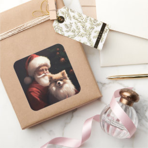 Pommerse met Sinterklaas Feestelijke Kerstmis Vierkante Sticker