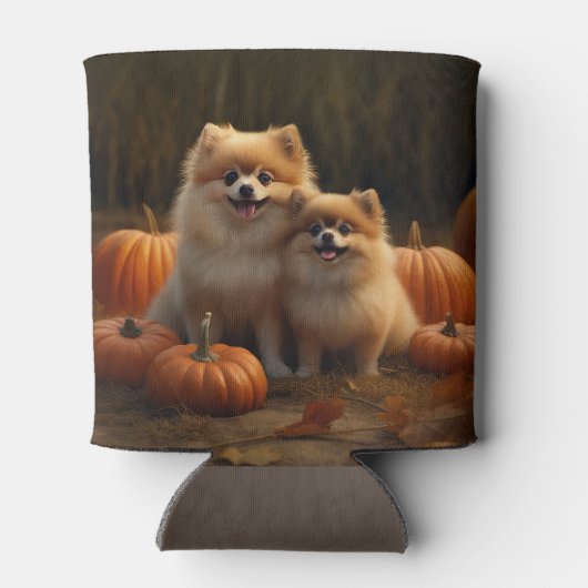 Pommerse Puppy Herfst Verrukking Pompoen Blikjeskoeler (Achterkant)