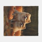 Pommerse Puppy Herfst Verrukking Pompoen Fleece Deken (Voorkant (Horizontaal))
