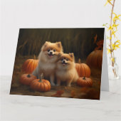 Pommerse Puppy Herfst Verrukking Pompoen Kaart (Gele Bloem)