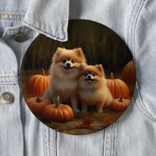 Pommerse Puppy Herfst Verrukking Pompoen Ronde Button 6,0 Cm (In situ)