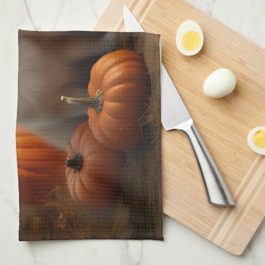 Pommerse Puppy Herfst Verrukking Pompoen Theedoek (Quarter Fold)