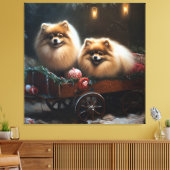 Pommerse Sneeuwslee Kerstdecoratie Canvas Afdruk (Insitu (Woonkamer))