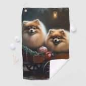 Pommerse Sneeuwslee Kerstdecoratie Golfhanddoek (Insitu)